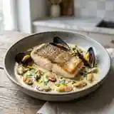 Pavé de cabillaud, sauce onctueuse aux moules