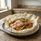 Pavé de saumon en papillote aux légumes frais
