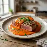 Pavé de Thon Grillé et sa Sauce aux Poivrons Rouges