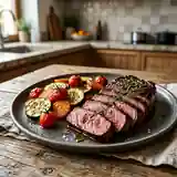 Pavés de kangourou grillés aux herbes et légumes de saison
