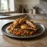 Pigeonneau rôti aux épices avec confit de légumes maison