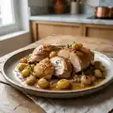 Pintade fondante au cidre et raisins caramélisés