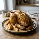 Pintade normande rôtie aux pommes et calvados