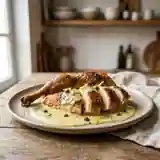 Pintade rôtie à la sauce citron fraîche et onctueuse