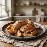 Pintade Rôtie au Calvados et Pommes Caramélisées