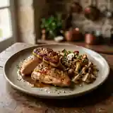 Pintade Rôtie au Foie Gras et Fricassée Forestière Gourmande