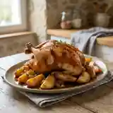 Pintade Rôtie aux Pommes Fondantes et Épices Douces