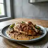 Pintadeaux fondants au cognac et poivre rose, sauce onctueuse