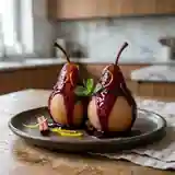Poires pochées à la gelée de cassis : dessert raffiné et fruité
