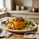Poivron jaune farci à l'aubergine : recette savoureuse et facile