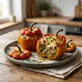 Poivrons farcis à la purée d'aubergines : recette savoureuse et facile