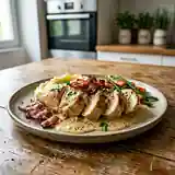 Poulet à la moutarde et lard croustillant : recette savoureuse et facile