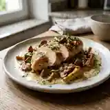 Poulet fondant aux girolles et crème onctueuse
