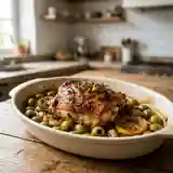 Poulet rôti aux olives vertes et herbes de Provence au four