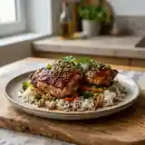 Poulet rôti laqué au miel et gingembre