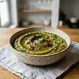 Purée onctueuse aux haricots verts et poivrons grillés