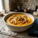 Purée onctueuse de potimarron aux oignons caramélisés
