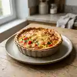 Quiche colorée aux légumes frais et fromage fondant