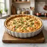 Quiche fondante aux crevettes et échalotes