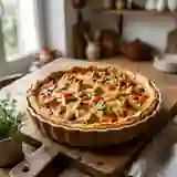 Quiche : poulet, poivrons et champignons