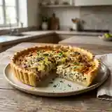 Quiche gourmande au roquefort et champignons frais