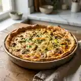 Quiche gourmande aux champignons, crevettes et moules
