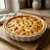 Quiche gourmande aux lardons, gruyère et moules fraîches
