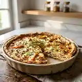 Quiche savoureuse au chèvre frais et saumon fumé
