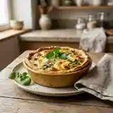 Quiche savoureuse au cresson frais et fromage de chèvre