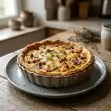 Quiche savoureuse au lard fumé et champignons frais