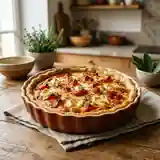 Quiche savoureuse au poivron rouge et fromage de chèvre frais