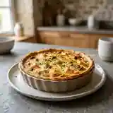 Quiche savoureuse au saumon frais et champignons fondants