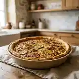 Quiche savoureuse aux courgettes et oignons fondants