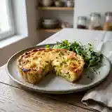 Quiche savoureuse aux poireaux et crevettes fraîches