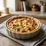 Quiche savoureuse aux poireaux et jambon de pays