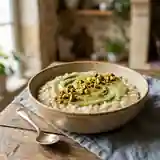 Riz au Lait Épicé Crémeux avec Crème Pistachée Gourmande