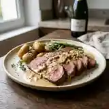 Rosbeef tendre à la sauce champagne onctueuse et foie gras fondant