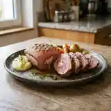 Rôti de magret de canard farci au foie gras confit, recette festive et gourmande