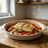 Rôti de poisson aux légumes du four, savoureux et facile