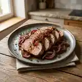 Rôti de porc aux oignons rouges caramélisés façon Aphrodite