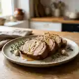Rôti de porc confit au lait et thym