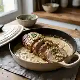 Rôti de porc fondant à la crème de moutarde