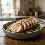 Rôti de porc fondant à la crème et moutarde