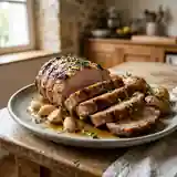 Rôti de porc fondant à l'ail et citron, recette facile et savoureuse