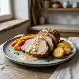 Rôti de porc fondant au lait et champagne