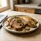 Rôti de porc aux endives braisées