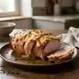 Rôti de porc gratiné au bacon croustillant