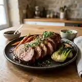 Rôti de porc laqué au miel et cinq épices