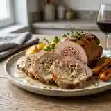 Rôti de veau farci au jambon et aux noix, recette gourmande et facile