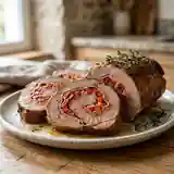 Rôti de veau farci au jambon et poivron : recette savoureuse et facile